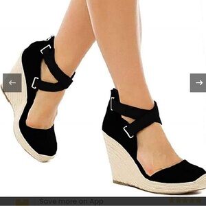 Elegant Black Wedge Espadrilles